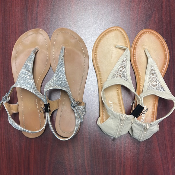 Aldo Silver Sequence Sandals 🩴 and Rasolli Cream/Beige Sandals - Picture 2 of 12